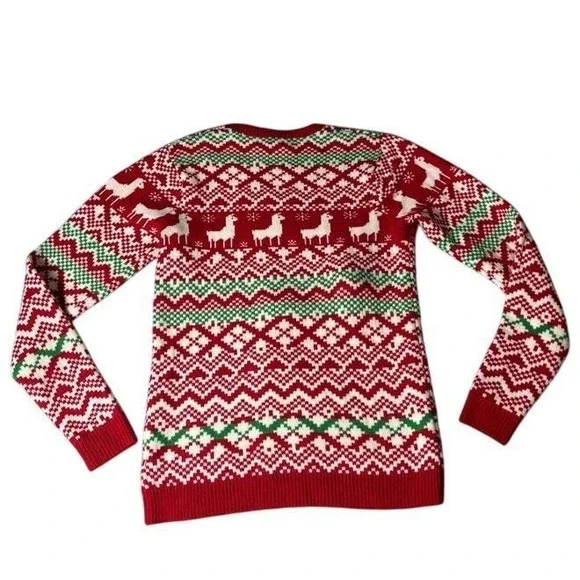 Jolly Sweaters Llama Christmas Ugly Holiday Sweater Fair Isle Nordic Pattern M/M - Picture 6 of 7